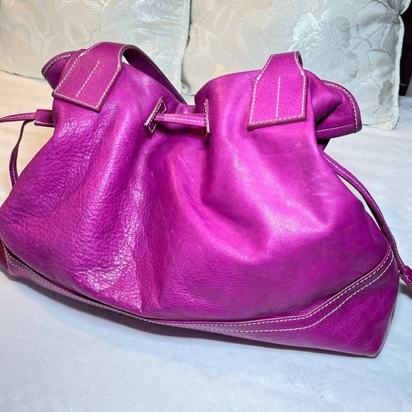 Nordstrom Brand Genuine Leather Cinch Top Purse - Picture 1 of 12